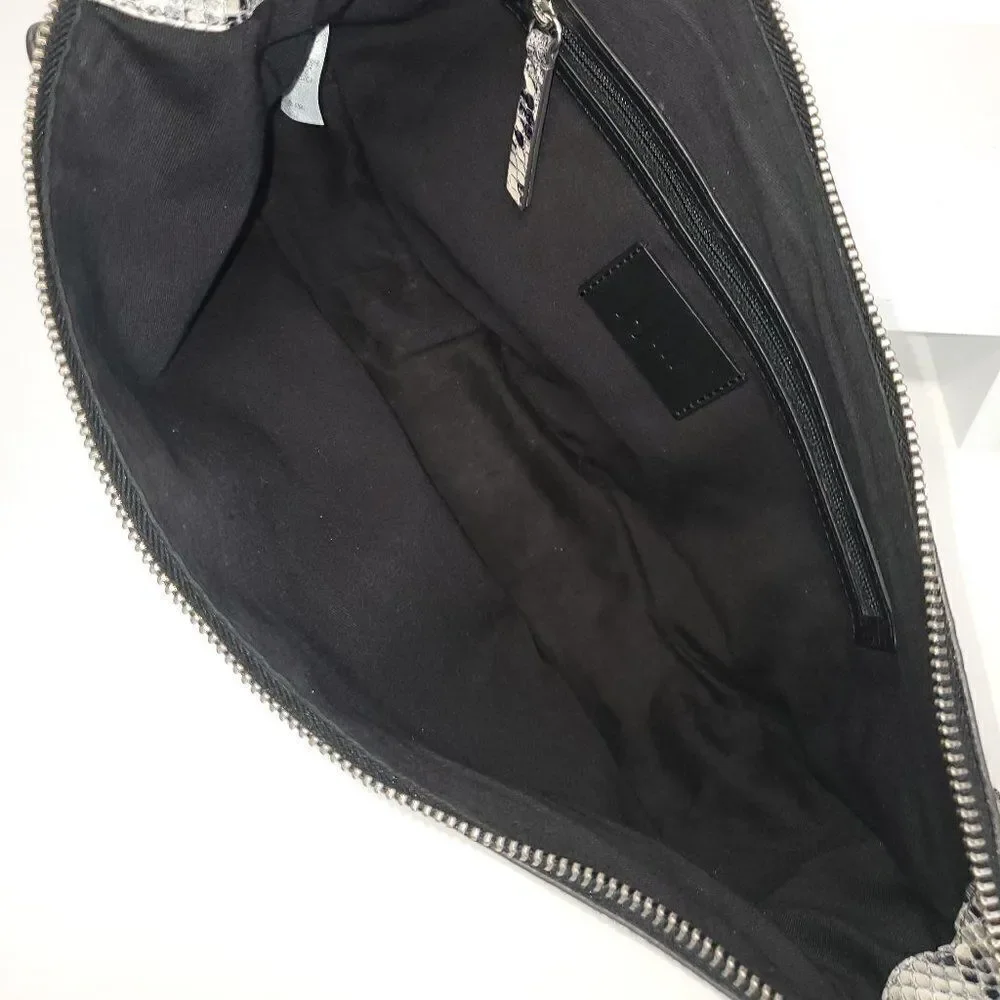J.jill Leather Crossbody Crescent Bag In Grey, Snake